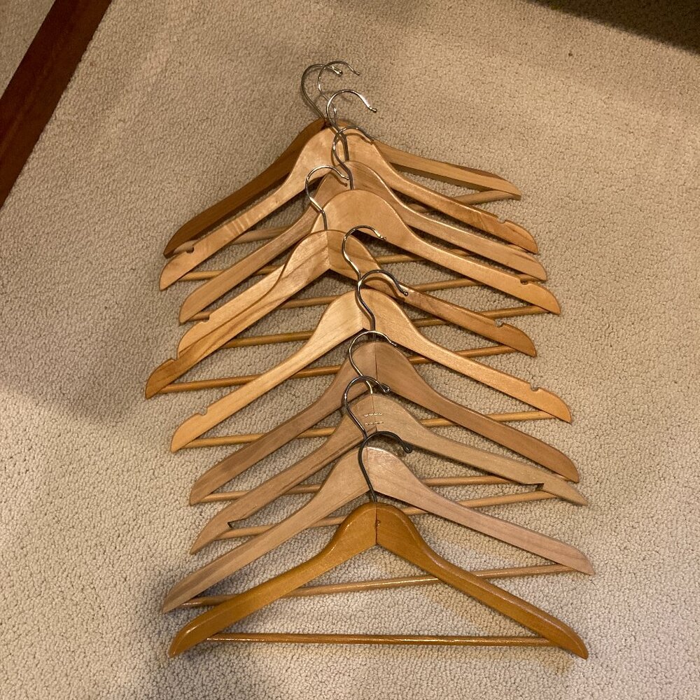 vintage wooden suit hangers set of 10.